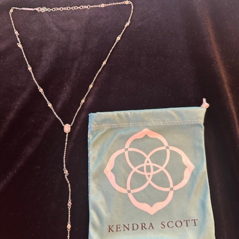 Gently Used  Kendra Scott Claudia White Druzy Crystal Silver Y Lariat Necklace